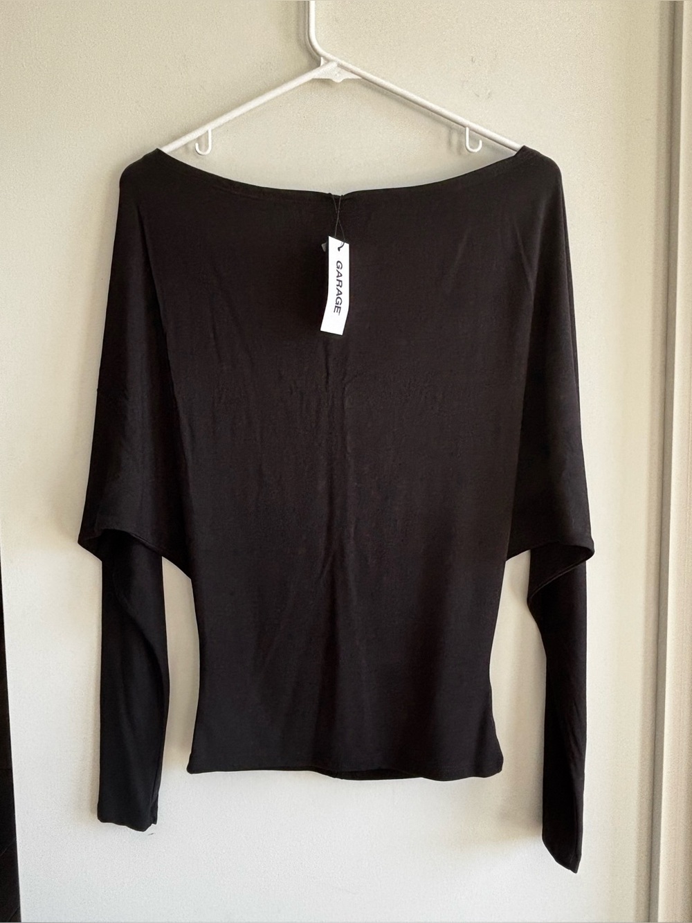 Garage Black Long Sleeve Boatneck Top